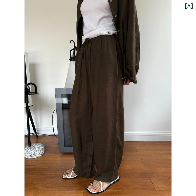 ロングズボン下 レディース リネン混 テーパードパンツ ゆったり 無地 天然ゴム酉の方角 冷やりとした 通気性 速乾 自然的 ボトムス 体型押しかぶせる たわい無い