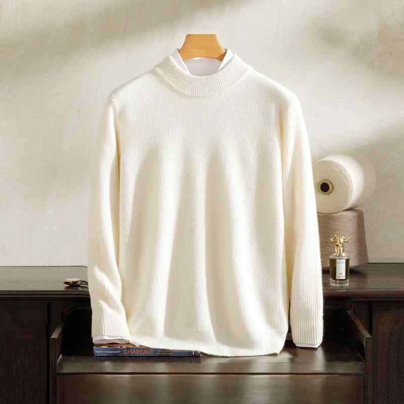 ニット メンズ カシミヤタッチ セーター ハーフネック 長袖 ワッフル編み インナー トップス 無地 保温 防寒 通気性 柔らかい 伸縮性 重ね着 カジュアル ビジネス 通勤 通学 冬物 暖かい 動きやすい|やすらぎマーケット