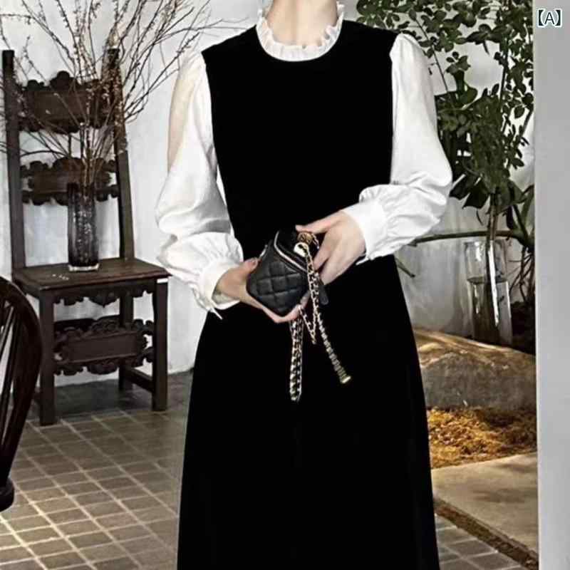 衣裳 レディース 異原料品うつり変わり 御召しもの 天鵞絨調 長袖 膝丈 太陽面爆発 A伝達ルート 御芽出度 寄り合い お呼ばれ フォーマル お祝い 通い 通学 雅びやか きちんと感 動き分かりやすい 体型取りまかなう シワになりにくい