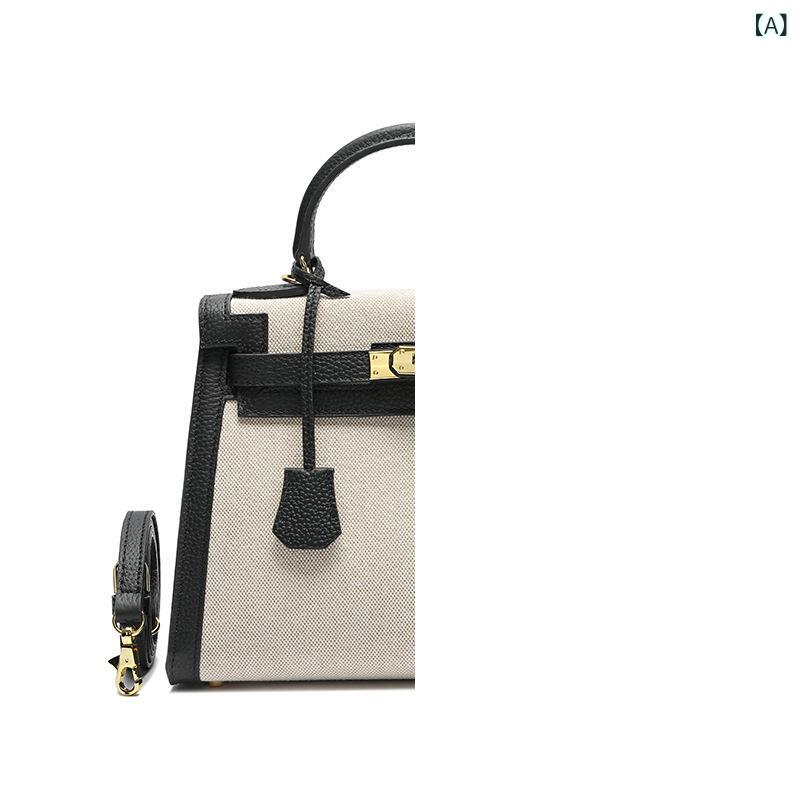ショルダーバッグ レディース ハンドバッグ 革レザー 帆布 コンビネーションバッグ カデナ付き 2way 自立型 肩掛け 斜め掛け スクエア型 大容量 収納しやすい 通勤 通学 お出かけ｜やすらぎマーケット 9,743円