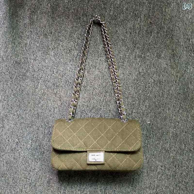 ショルダーバッグ レディース 帆布バッグ 菱形キルティング 斜め掛け 肩掛け 2way チェーンストラップ 丈夫 布 軽い 収納しやすい お出かけ 通勤通学 多機能 カジュアル 軽量