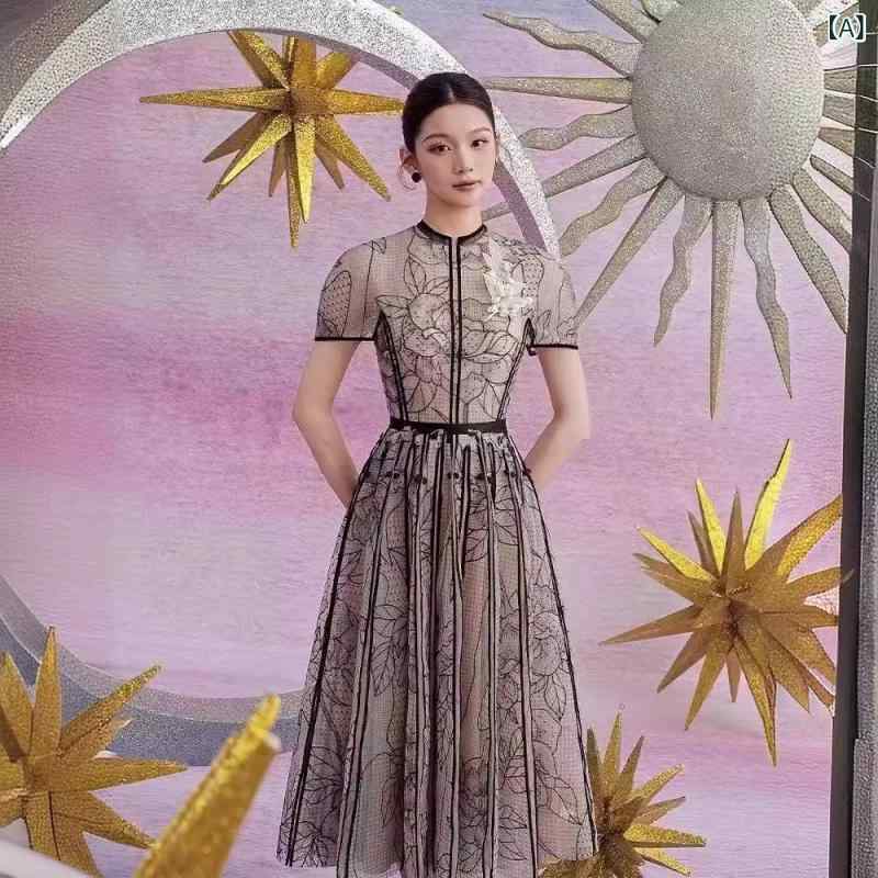 衣装 レディース お召しもの 花柄 刺しゅう スピード競技 カクテルドレスルー 半袖 労働者の一団のど首 チュール 晴れ晴れしい 寄りあい 御芽出度 二次会 交歓会 オケージョン 動き分かりやすい ロング丈 太陽フレア影ぼうし 雅びやか
