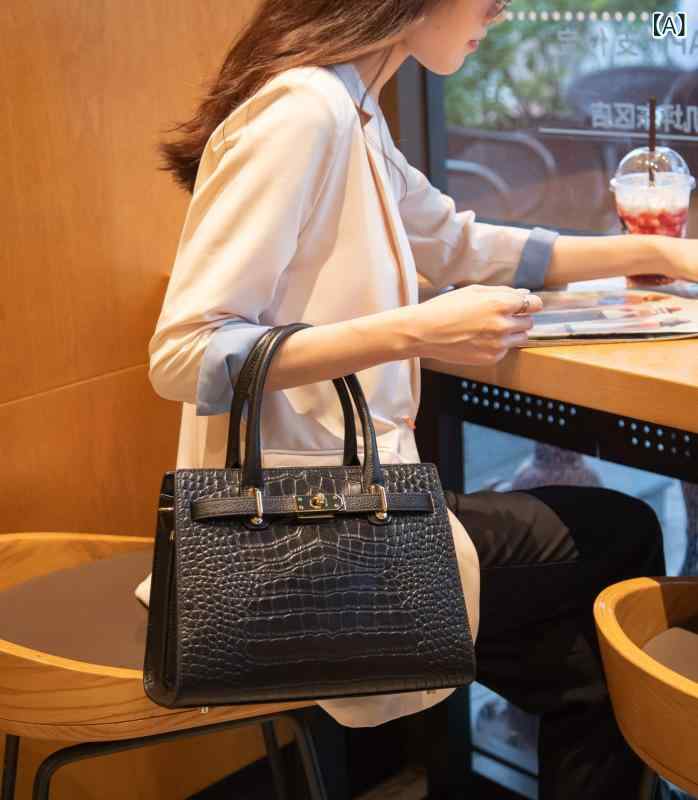 ショルダーバッグ レディース 牛皮原料品 2way ハンドバック 鰐革調 型押し 曲がった掛け御徒面子 革なめし革 鞄 成年者 撥水 思わしい 納めるし分かりやすい 手提げ かばん 膝掛け 冠婚葬祭 通い 通学  多役立つこと 軽さ