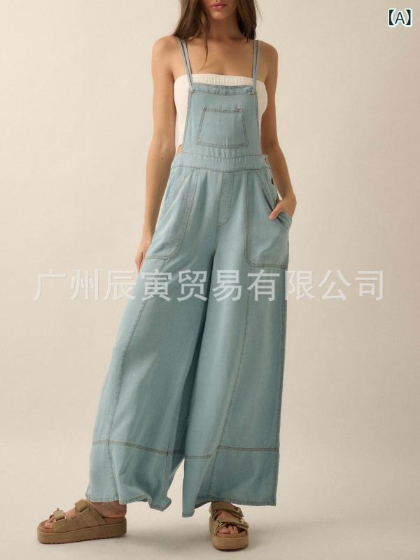 上っ張り レディース ジーンズ 広広としたズボン下 オールインワン 繋ぎ ノースリーブ ボトムス 大層らしい櫂 進め方着 細工物ズボン下 体型取りまかなう 通学 通い 心地好い 隠し付き添い人 動き分かりやすい