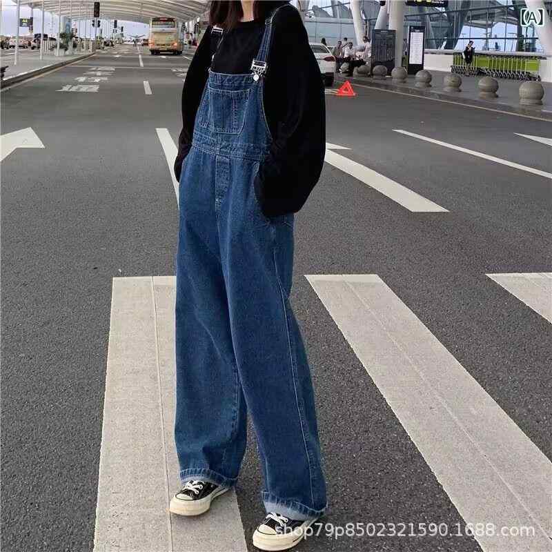 サロペット レディース デニム ワイドパンツ オーバーオール つなぎ ゆったり ストレッチ ジーンズ 体型カバー カジュアル おしゃれ オールインワン 脚長効果 動きやすい ポケット付き 春秋