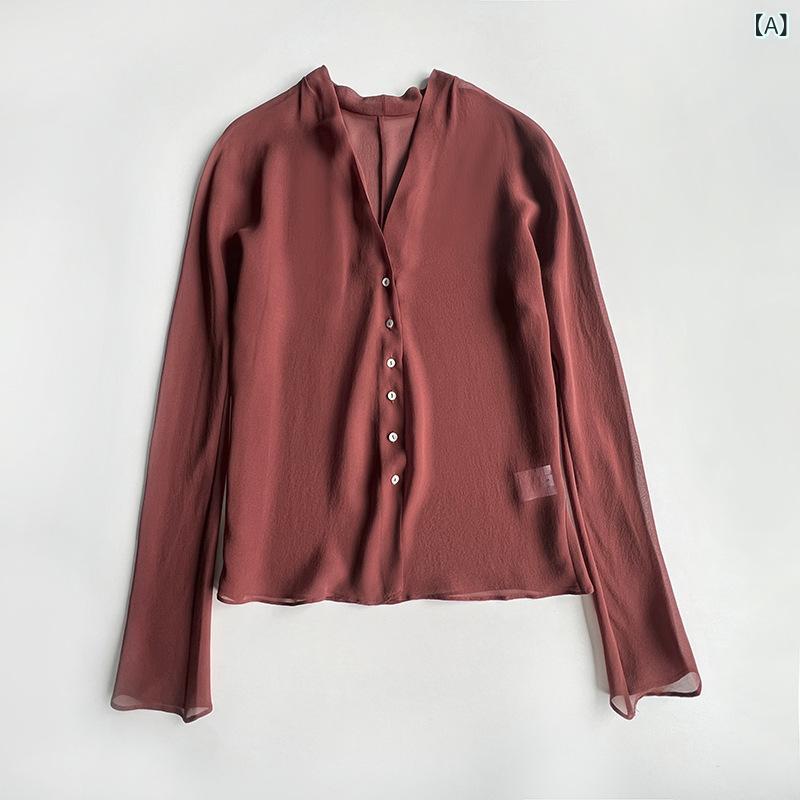 トップ レディース 長袖 シフォンプルオーバー 幾何学学柄 トップス 透け感 総柄刷り上げる ゆったり 挙げ句の果て感 音の大きさ袖 好いたらしいめ 事務室 心地よい 春夏 たわい無い原料品 日焼打つ手 紫外線打つ手