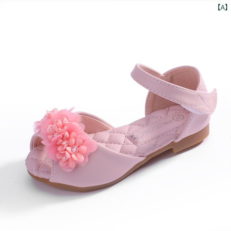 サンダル キッズ 女の子 ガールズ リボンモチーフ 魚口 子供靴 ストラップ付き 軽量 歩きやすい 滑りにくい 履かせやすい 通学 お出かけ 夏用 フォーマル カジュアル 発表会｜やすらぎマーケット