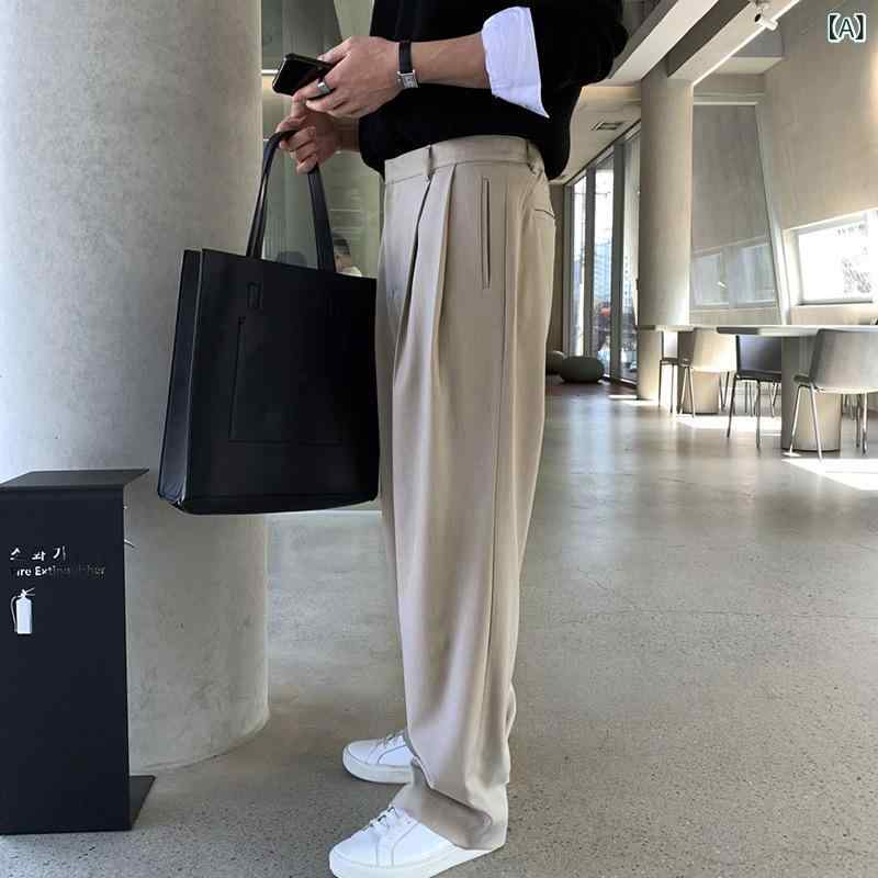 スラックス メンズ 広広としたズボン下 引っ切りないズボン下 ボトムス ロング丈 無地 分かりやすい ゆったり影ぼうし 通気性 動き分かりやすい ズボン 心地よい 商行為 通い 通学 春夏秋 普段着 ゆったり大きさ 好いたらしい履き気味合い