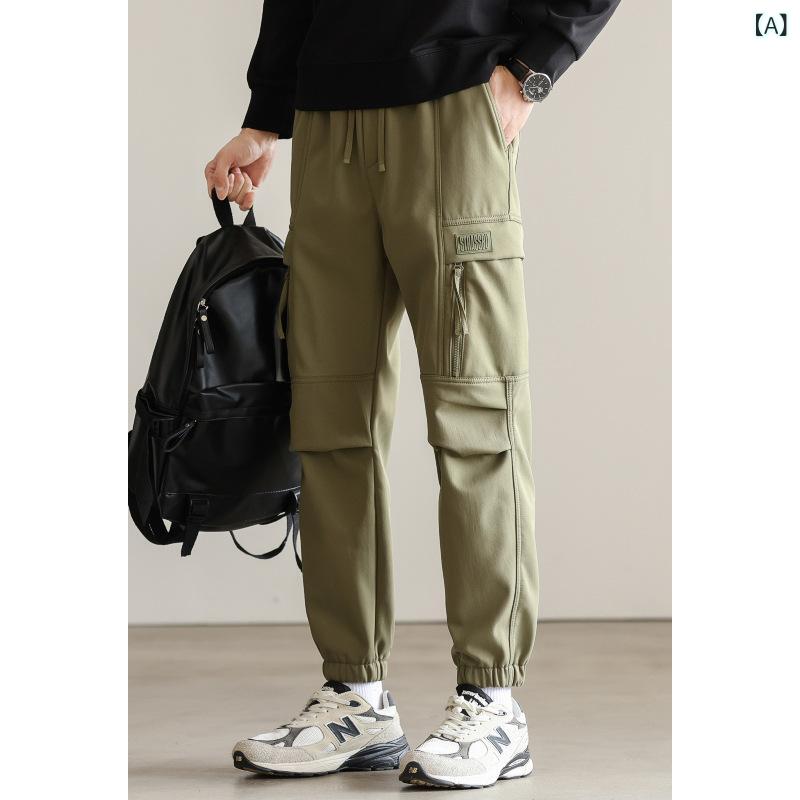 カーゴパンツ メンズ ロングズボン下 裏起毛 細工物ズボン下 広広とした影ぼうし 防寒 ボトムス 表どおり系 ズボン 進め方着 アウトドア 心地好い 動き分かりやすい 生あたたかい 防風 通学 通い ゆったり