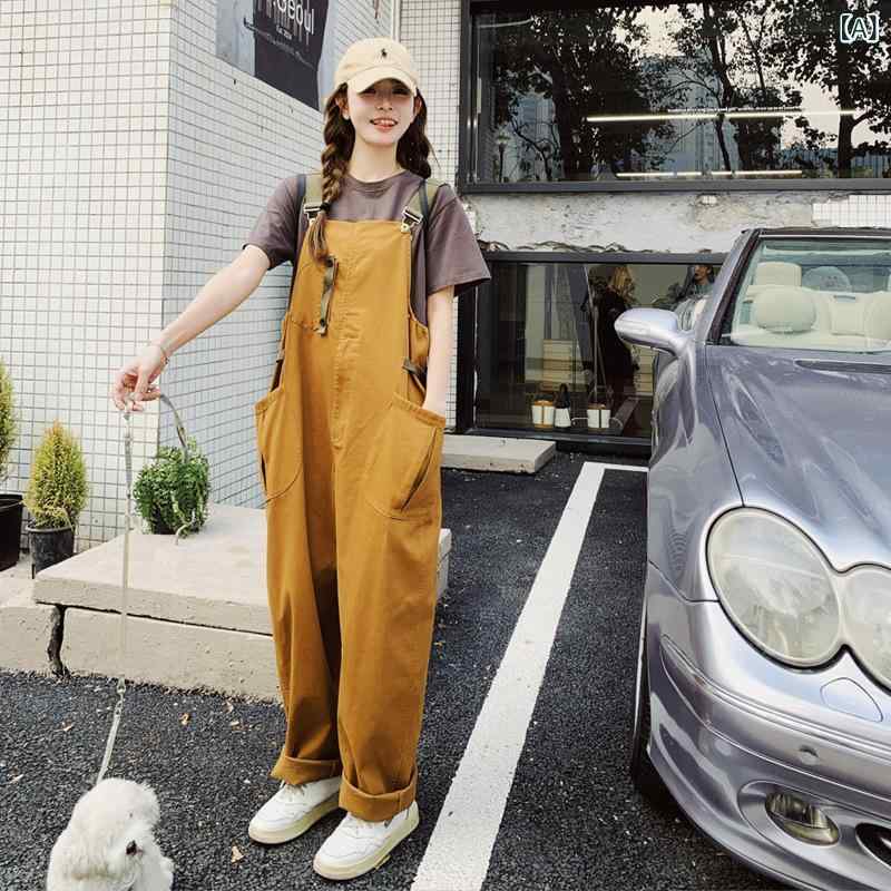 上っ張り レディース 厚地の外套櫂 ゆったり 工装 やり方着 細工物ズボン下 広広とした影ぼうし 色彩設計うつり変わり 心地よい 同盟罷工さあ美合わせる能力のある 今めかしい 衣嚢付き添い人 動き分かりやすい ロングズボン下 オール時節