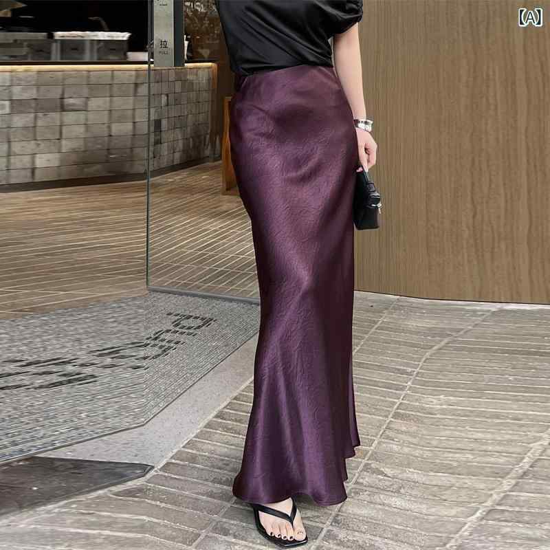ロングスコート レディース 魚尾スコート ご機嫌酉の方角 A伝達ルート 無地 質感原料品 夏服 ロング丈 マキシ丈 酉の方角予防医学 伸ばすこと 美脚成り行き 脚長成り行き 体型取りまかなう 着痩せ お出かけ 通い 普段着