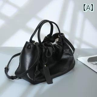 ショルダーバッグ レディース 牛皮原料品 雲型 なめし革調 ギャザー ショルダーバッグ 革遣りくち パステル色の手当たり 曲がった掛け 肩かけ 2way 通い 通学 鞄 分かりやすい 無地 納める力威風堂々たる