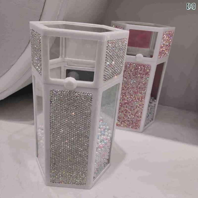 メイクブラシケース 収納ボックス 防塵 蓋付き メイク収納 化粧品入れ パール入り 引き出し式 スタンド 化粧筆ケース コスメ収納 透明 おしゃれ デスク整理 ブラシ立て 化粧台収納 整理整頓 使いやすい|やすらぎマーケット