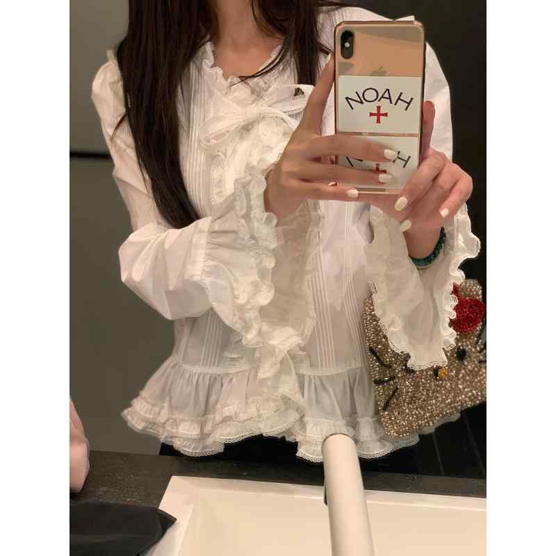 ブラウス レディース シャツ トップス 長袖 フリル レース 刺繍 クラシック アンティーク ヨーロピアン ヴィクトリアン スタンドカラー パフスリーブ エレガント フォーマル 発表会 演奏会 結婚式 二次会 披露宴 謝恩会｜やすらぎマーケット