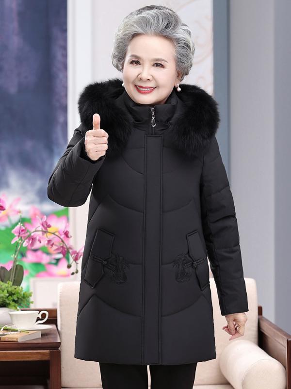 ダウンジャケット レディース ダウンコート シニア服 ロング丈 厚手 防寒着 アウター 中綿 暖かい 冬用 おばあちゃん プレゼント 祖母 ハイミセス 婦人服 5L 4L 3L 2L 大きめサイズ ゆったり 撥水 軽量|やすらぎマーケット