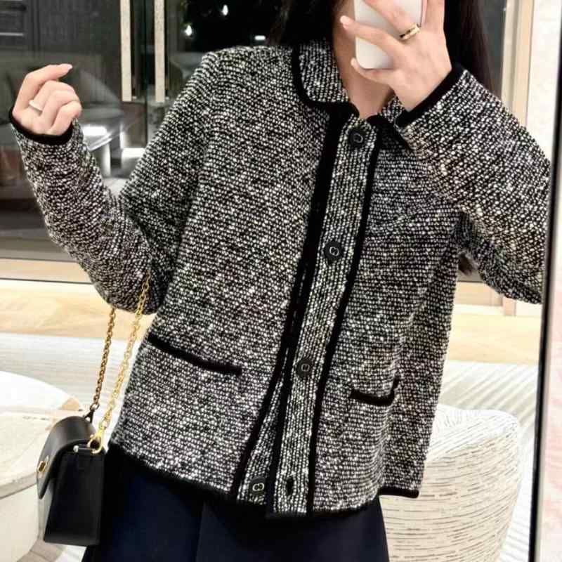 カーディガン レディース 長袖 襟付き ニット ジャケット グレー バイカラー 配色 前開き 羽織り トップス ライトアウター 秋冬 オフィス カジュアル 通勤 通学 重ね着 暖かい ストレッチ 柔らかい ゆったり|やすらぎマーケット