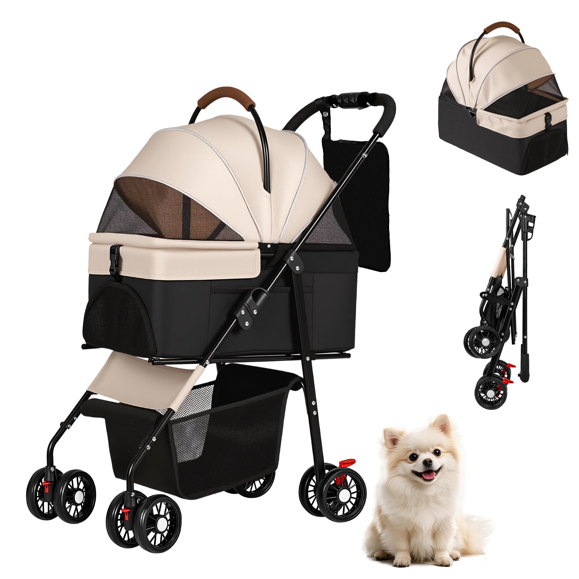 VICTONE ペットカート 犬カート ペットキャリー 分離型 犬用カート 小型犬 中型犬 猫 ペットバギー ワンタッチ折り畳み コンパクト収納 後輪ブレーキ付き 組み立て簡単 耐荷重20Kg 軽量 介護用｜やすらぎマーケット