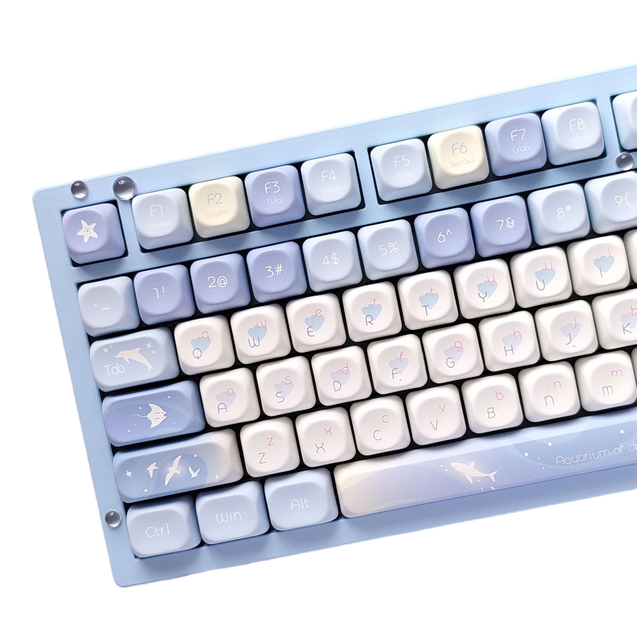 PBT キーキャップ ドリームミュージアム ブルー ホワイト キュート キーキャップ チェリーMX用|やすらぎマーケット