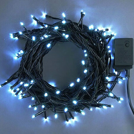 ストレートライト100球　青色 ＬＥＤイルミネーションライト/ ブラックストレートコード/コントローラー点滅/コネクター付/