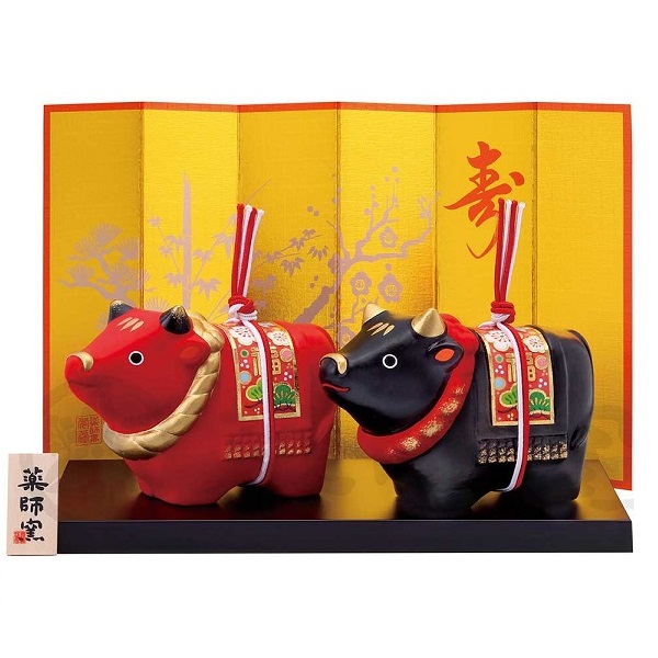 楽天市場】【開運干支置物】玩具工房 開運招き丑 左手牛（うし）の置物