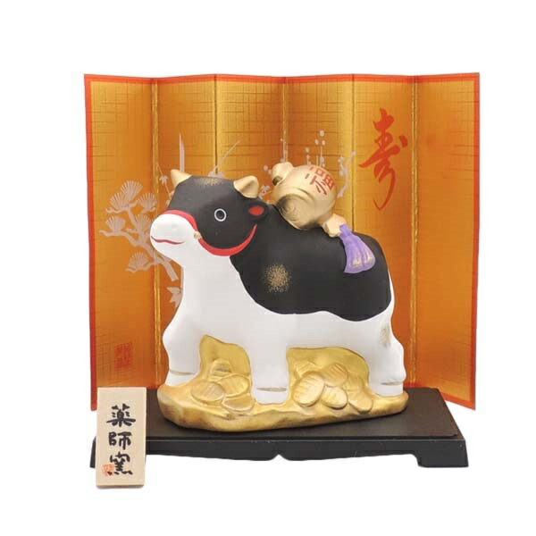 楽天市場】【開運干支置物】開運錦彩招福丑（子うし付）牛（うし）の