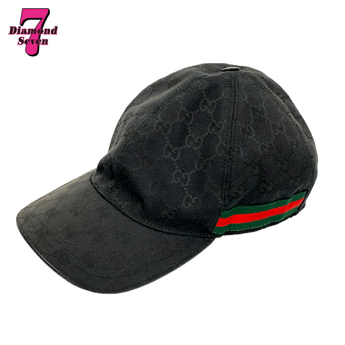 Gucci グッチ ベースボールキャップ シェリーライン　Lサイズ　59cm GUCCI グッチ ベースボールキャップ ブラック シェリーライン