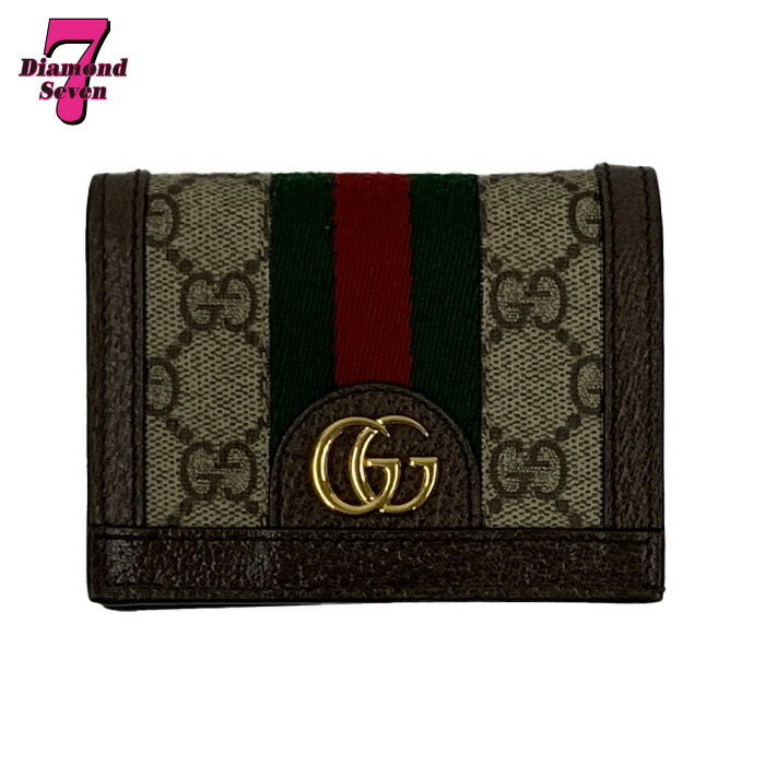 【中古】GUCCI グッチ GGスプリーム オフディア コンパクトウォレット 735574 二つ折り 折り畳み紙入れ ミニ紙入れ 赤銅色 赤銅色 シェリー酒生産ライン メンズ レディース ユニ一発やる 男女兼用 *k932*
