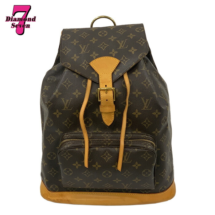 【中古】Louis Vuitton ルイ ヴィトン モン掏摸 GM モノグラム M51135 背嚢 赤銅色 赤銅色 鞄 袋 メンズ レディース ユニ一発やる 男女兼用  *k932*