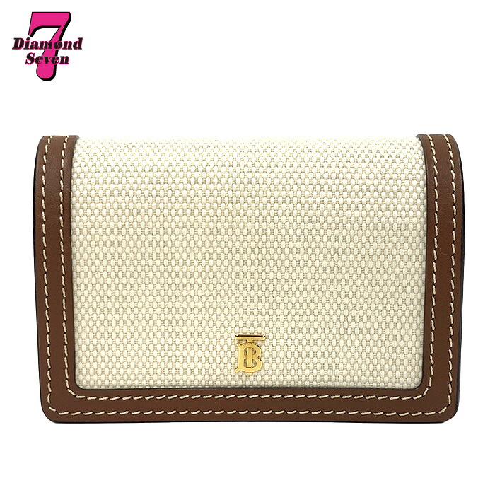 【中古】【美品】BURBERRY バーバリー ミニ ウォレット 財布 TBロゴ チェーン ショルダー バッグ 白 ホワイト 茶 ブラウン ゴールド金具 コインケース 小銭入れ コンパクト 二つ折り レディース *k932*