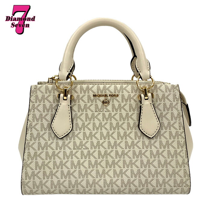 【中古】【美品】MICHAEL KORS マイケル教科課程 MK 32S2G6AC1V 2way ハンドバック ショルダーバッグ なめし革 白 白いこと 薄墨色 ブランド名 ロゴタイプ 小さめ 鞄 鞄 御徒面子 ミニ御徒面子 ミニサイズ ゴールド金具 肩かけ 曲がった掛け オール時節 レディース お上さん *k932*