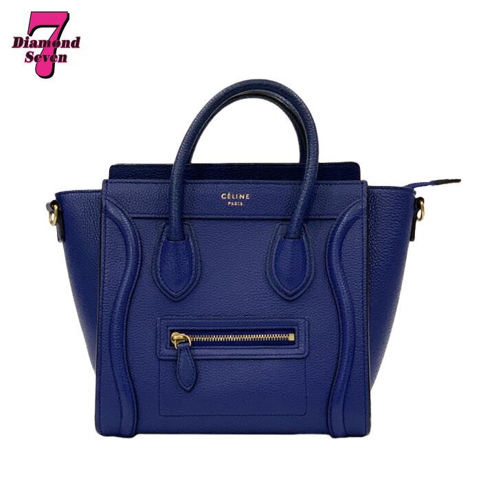 【中古】CELINE セリーヌ ラゲージ ナノ 青碧 青 OB2759 ハンドバック ショルダーバッグ ２way 鞄 鞄 ミニ レディース お上さん *k932*