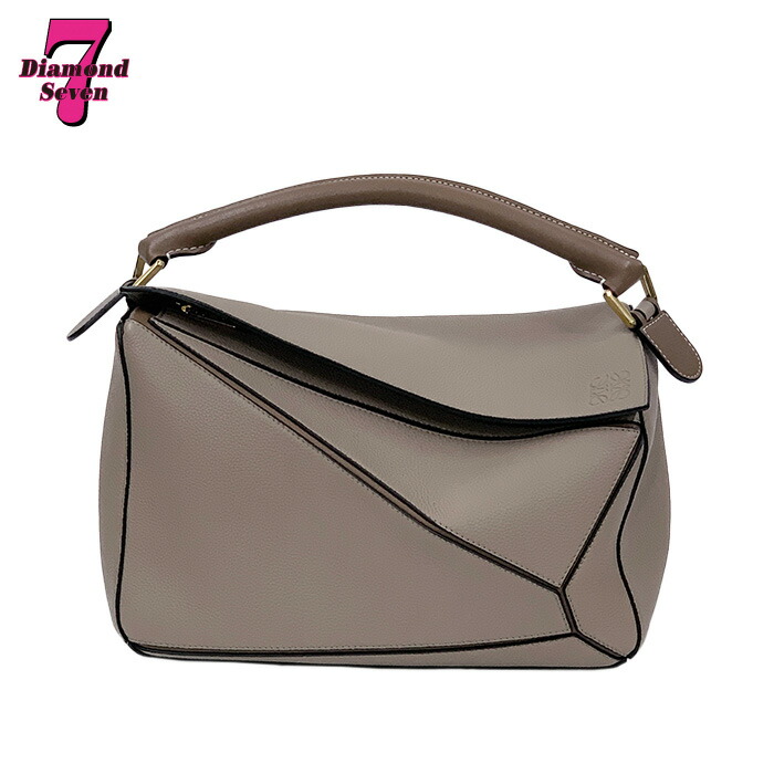 【中古】LOEWE ロエベ パズルバッグ ミディアム ベージュ グレージュ ブラウン キャメル 2way ハンドバッグ ショルダーバッグ レディース 女性 *k932*