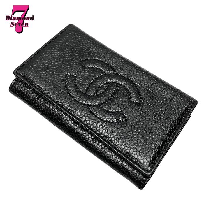 送料無料【中古】CHANEL シャネル ココマーク 6連 キーケース キャビアスキン レザー ブラック ゴールド金具 スナップボタン 小物 レディース 女性 ユニセックス ブランド プレゼント 3番台|ダイヤモンドセブン店