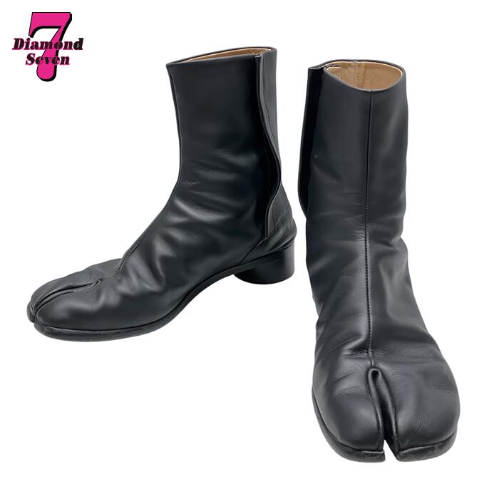 貨物輸送無料【中古】美品 Maison Margiela 棲み家 マルジェラ TABI 遊撃手ブーツ 黒いこと なめし革 タビ シューズ 引っ掛かり 靴 メンズ 成人男性 ブランド名 差し上げ物 #42 27.0糎 S57WU0153