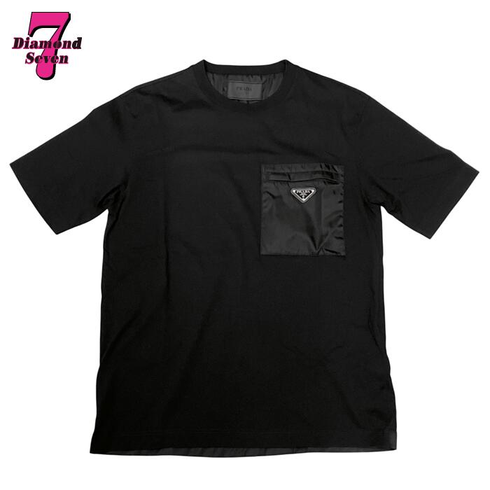 PRADA ブラック Tシャツ 新品タグ付き サイズ：M 中古・古着通販】PRADA (プラダ) ロゴ刺繍Tシャツ ブラック