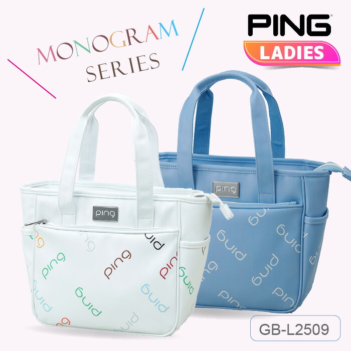 ピン モノグラム レディース ラウンド トートバッグ GB-L2509 【 2025年モデル 】 ゴルフバッグ 女性用 PING 小物収納 小物入れ 手提げバッグ 折りたたんで収納可能 かわいい おしゃれ