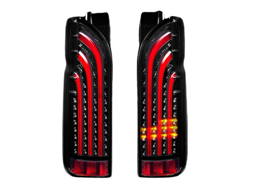 415COBRA BAD LIGHT SABER SEQUENTIAL BAD-LS トヨタ ハイエース 200系用 カラー：インナーブラック×ライトスモークレンズ×レッドバー （CB-H200-BLS20）【電装品】415コブラ バッド ライトセーバー シーケンシャル LED TAIL LAMP LEDテールランプ画像
