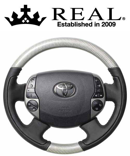 REAL STEERING オリジナルシリーズ トヨタ プリウス NHW20用 カラー：シルバーカーボン (20-1-SC)【ハンドル】【自動車パーツ】 レアル ステアリング