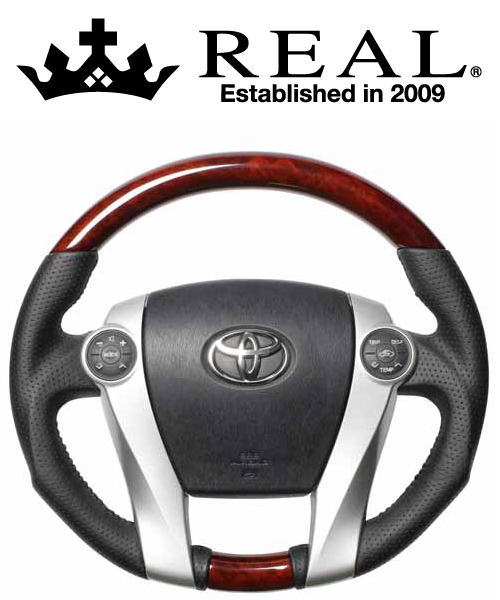 REAL STEERING オリジナルシリーズ トヨタ プリウスα(プリウスアルファ) ZVW40W/ZVW41W用 カラー：ブラウンウッド (30-2-BRW)【ハンドル】【自動車パーツ】 レアル ステアリング