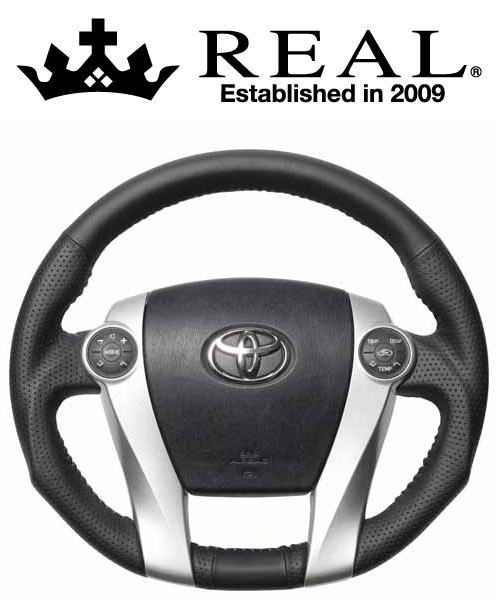 REAL STEERING オリジナルシリーズ トヨタ アクア NHP10用 カラー：オールレザー (30-2-LPB)【ハンドル】【自動車パーツ】 レアル ステアリング