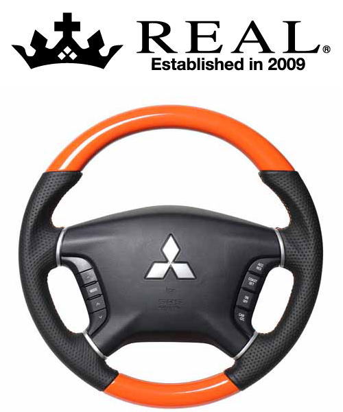 REAL STEERING オリジナルシリーズ ミツビシ デリカ D:5 前期 CV#W用 カラー：オレンジカラー (D5-ORW-OR)【ハンドル】【自動車パーツ】レアル ステアリング｜矢東タイヤ