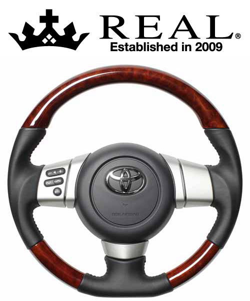 REAL STEERING オリジナルシリーズ トヨタ FJクルーザー GSJ15W用 カラー：ミディアムブラウンウッド (FJ-BRW-BR)【ハンドル】【自動車パーツ】レアル ステアリング｜矢東タイヤ