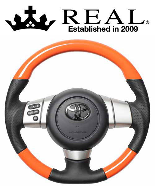 REAL STEERING オリジナルシリーズ トヨタ FJクルーザー GSJ15W用 カラー：オレンジカラー (FJ-ORW-BK)【ハンドル】【自動車パーツ】 レアル ステアリング