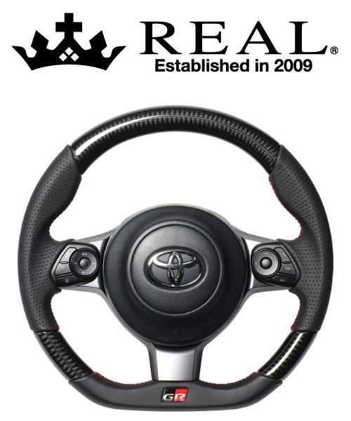 Real Steering オリジナルシリーズ エンブレムタイプトヨタ ハリアー Grスポーツ ステアリング ハンドル Steering Zsu60w Zsu65w Asu65w用 内装パーツ カラー ブラックカーボン レッド ブラックユーロステッチ Grm Bkc Rd 安い大特価 オリジナルシリーズ 車用品