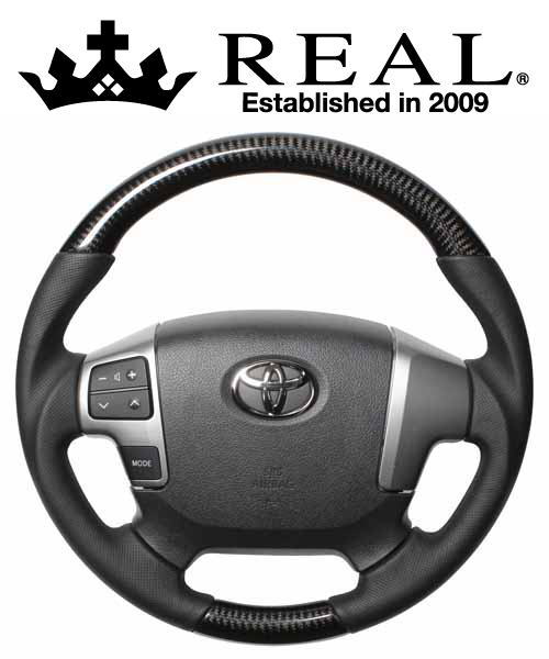 REAL STEERING オリジナルシリーズ ガングリップ純正同径 トヨタ レジアスエース 4型 200系用 カラー：ブラックカーボン (H204-BKC-BK)【ハンドル】【自動車パーツ】 レアル ステアリング