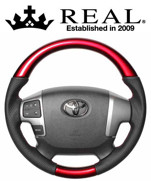 REAL STEERING オリジナルシリーズ ガングリップ小径 トヨタ レジアスエース 4型 200系用 カラー：パールレッド (H214-RDW-RD)【ハンドル】【自動車パーツ】 レアル ステアリング