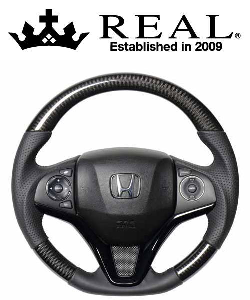 REAL STEERING オリジナルシリーズ ホンダ ヴェゼル RU1/RU2/RU3/RU4用 カラー：ブラックカーボン (HNA-BKC-BK)【ハンドル】【自動車パーツ】レアル ステアリング｜矢東タイヤ