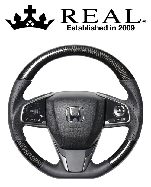 REAL STEERING オリジナルシリーズ ホンダ シビック ハッチバック FK7用 カラー：ブラックカーボン (HNB-BKC-GL)【ハンドル】【自動車パーツ】レアル ステアリング｜矢東タイヤ