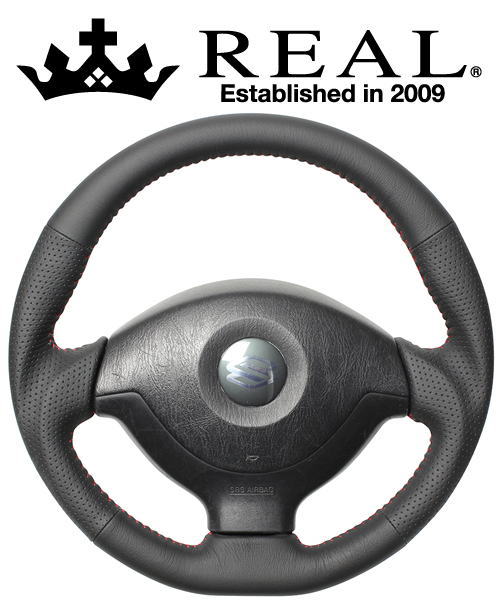 REAL STEERING オリジナルシリーズ スズキ ジムニー 5～9型 JB23W用 カラー：オールレザー (JB-LPB-RD)【ハンドル】【自動車パーツ】 レアル ステアリング