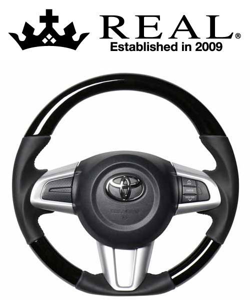 REAL STEERING オリジナルシリーズ ダイハツ トール 前期 M900S/M910S用 カラー：ブラックウッド (M90-BKW-BK)【ハンドル】【自動車パーツ】 レアル ステアリング